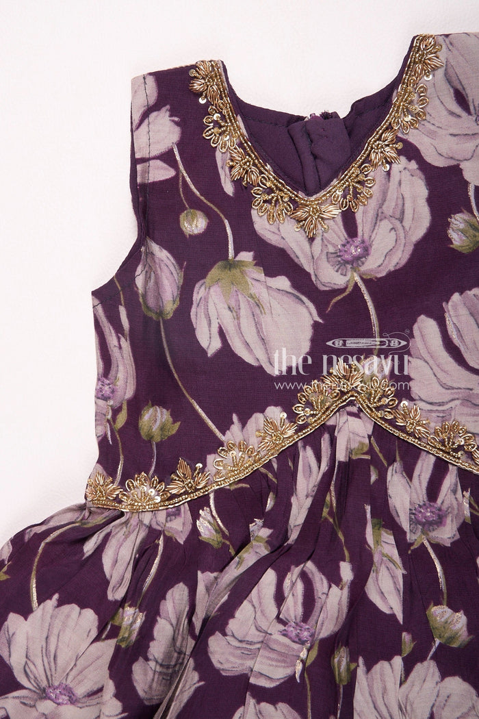 The Nesavu Girls Sharara / Plazo Set Nesavu Modal Silk Printed Sleeveless Sharara Set for Girls Navratri Festive Wear Nesavu Nesavu Modal Silk Sleeveless Sharara Set for Girls | Navratri Festive Wear