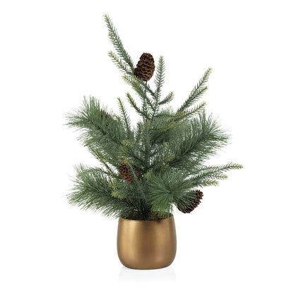 Noble Fir Tree in Gold Ceramic Pot - Christmas Decor by Carlyle Avenue
