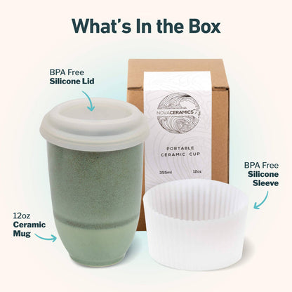 Nova Ceramics Travel Mugs - Emerald 12oz Ceramic Travel Mug – Reusable & Stylish