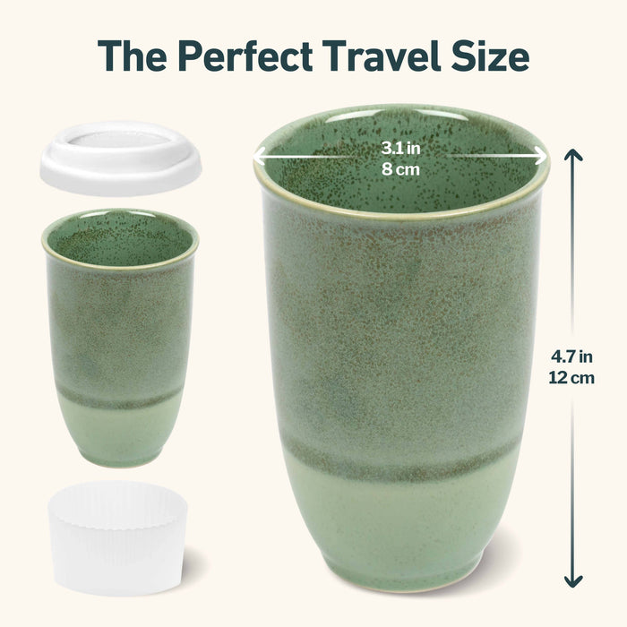 Nova Ceramics Travel Mugs - Emerald 12oz Ceramic Travel Mug – Reusable & Stylish