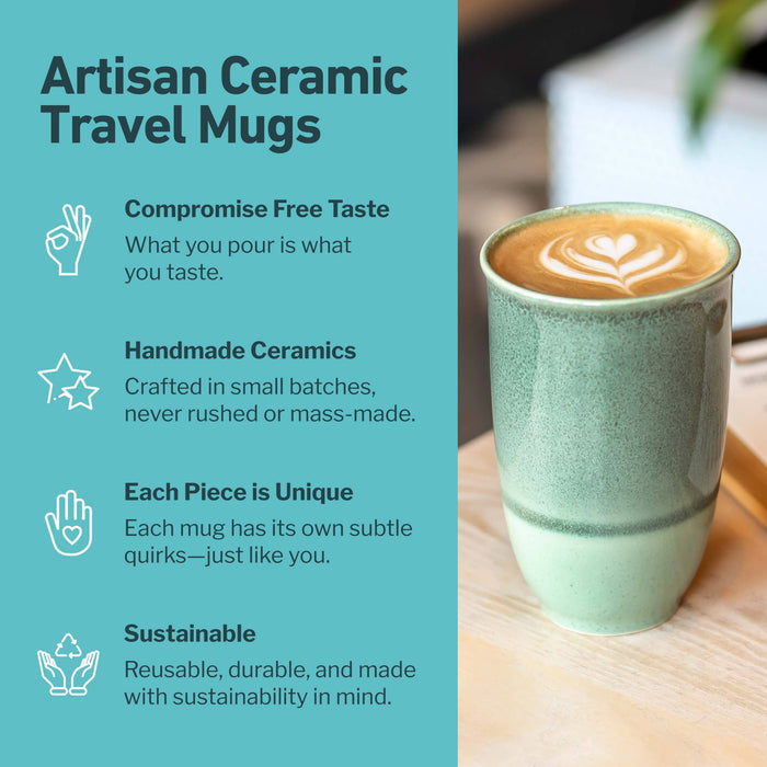 Nova Ceramics Travel Mugs - Emerald 12oz Ceramic Travel Mug – Reusable & Stylish