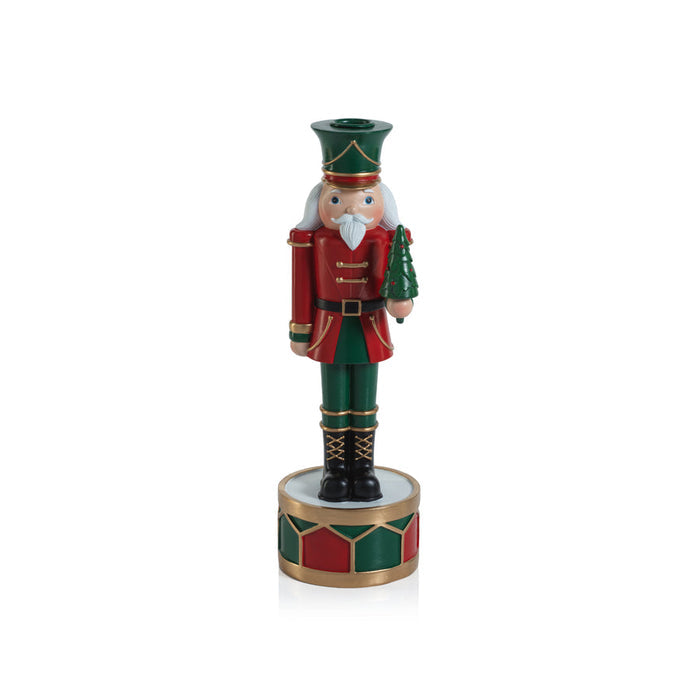 Nutcracker Taper Holder - Red & Green - Candle Holders by Carlyle Avenue