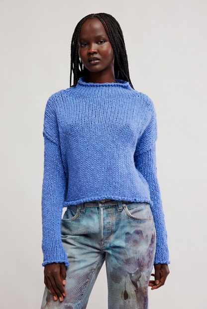 Opal Roll Neck Sweater in Peri Blue