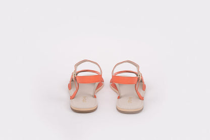 Back shot of womens large size orange sandal in EU sizes 42-46
