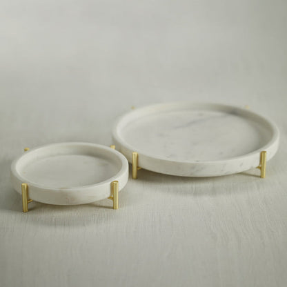 Palomar Round Marble Tray on Metal Stand - Trays by Carlyle Avenue