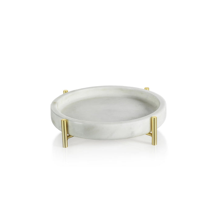 Palomar Round Marble Tray on Metal Stand - Trays by Carlyle Avenue
