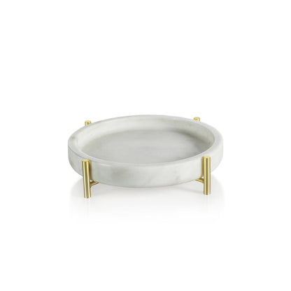 Palomar Round Marble Tray on Metal Stand - Trays by Carlyle Avenue