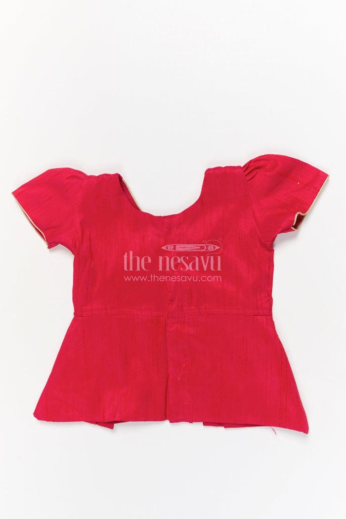 The Nesavu Pattu Pavadai Pattu Pavadai for Toddler Girl with Raw Silk Yoke for Ethnic Family Events Nesavu Nesavu toddler girl pattu pavadai with raw silk yoke and Banaras art silk skirt for festive family gatherings