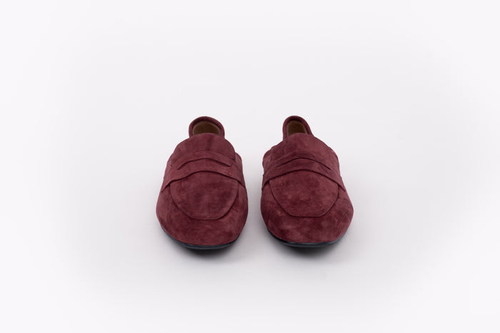 Front shot of womens burgundy loafers available in large sizes 8 9 10 11 12