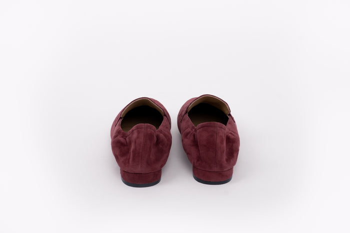 Back shot of womens large sized flat loafer shoe for big feet in sizes 8 9 10 11 12