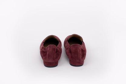 Back shot of womens large sized flat loafer shoe for big feet in sizes 8 9 10 11 12