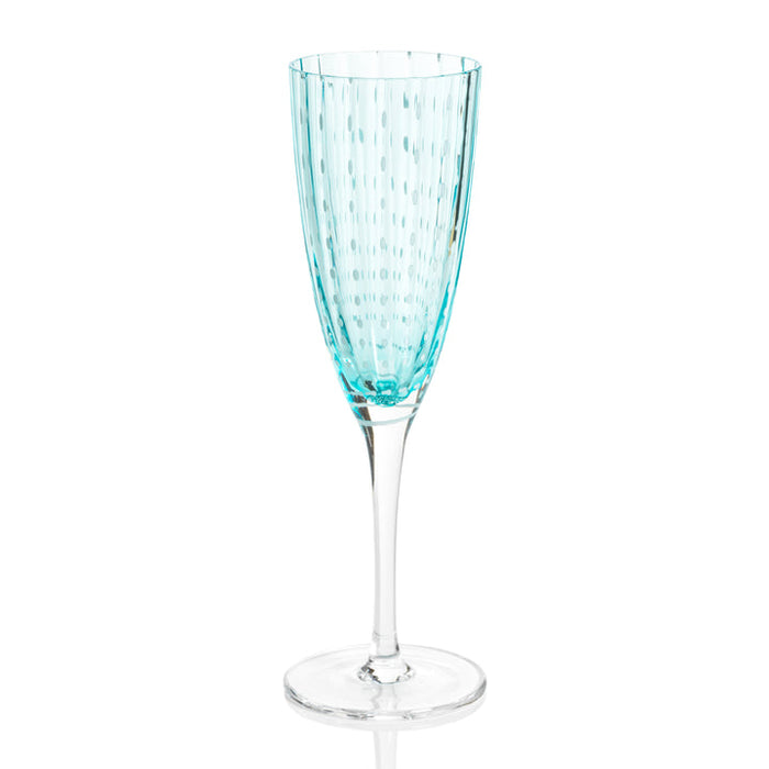 Portofino White Dot Glassware - Aqua Blue - Drinkware by Carlyle Avenue