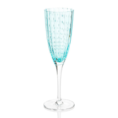Portofino White Dot Glassware - Aqua Blue - Drinkware by Carlyle Avenue