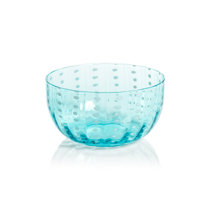 Portofino White Dot Glassware - Aqua Blue - Drinkware by Carlyle Avenue