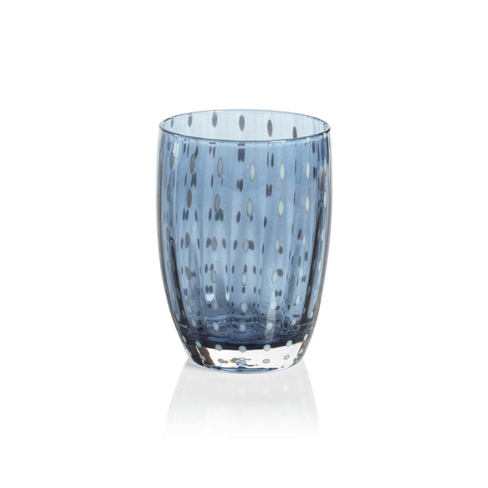 Portofino White Dot Glassware - Navy Blue - Drinkware by Carlyle Avenue
