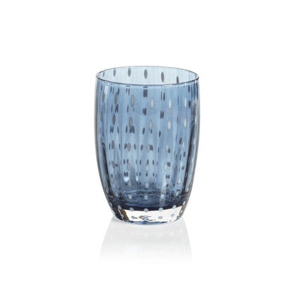 Portofino White Dot Glassware - Navy Blue - Drinkware by Carlyle Avenue
