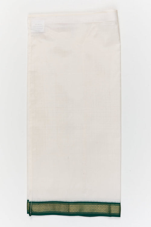 The Nesavu Pure Silk Vesti Premium Silk Vesti for Boys for Weddings and Festive Functions Nesavu 20 (3Y) / White / Pure Silk D067D-20 Nesavu premium pattu vesti for boys in pure silk for weddings, temple functions and cultural events
