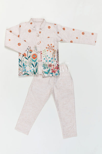 Printed Jacket Set for Boys for Family Outings and Everyday Ethnic Wear