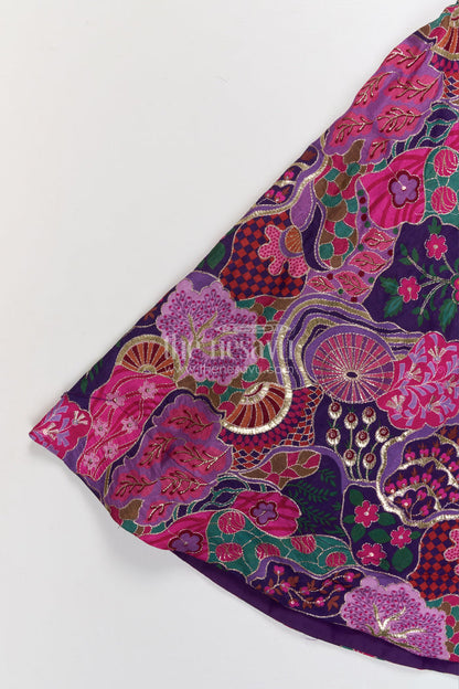 The Nesavu Girls Fancy Lehenga Purple Lehenga for Baby Girls with Designer Yoke for Weddings and Parties Nesavu Nesavu purple baby girl lehenga with digital print and designer yoke – perfect for weddings and festive events