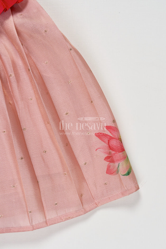 The Nesavu Silk Frock Raw Silk Yoke Frock for Baby Girls for Weddings and Milestone Events Nesavu Nesavu baby girl raw silk yoke frock with semi banaras skirt for weddings and family celebrations