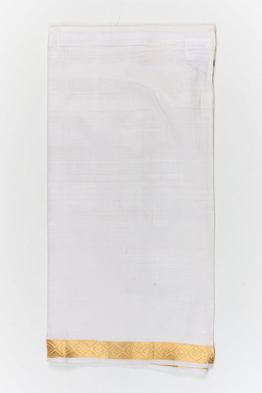 The Nesavu Boys Vesti Silk Vesti for Boys Designed for Festive Grace and Heritage Moments Nesavu 18 (2Y) / White / Silk D064A-18 Nesavu silk vesti for boys with woven zari hem – for rituals, birthdays, and cultural events