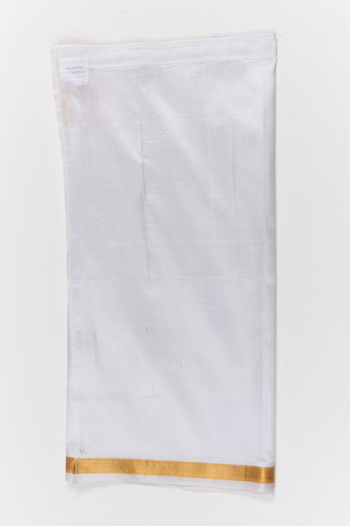 The Nesavu Pure Silk Vesti Readymade Silk Dhoti for Baby Boys for Festive and Pooja Wear Nesavu 20 (3Y) / White / Pure Silk D077B-20 Nesavu readymade silk dhoti for baby boys – pre-stitched ethnic wear for festivals and rituals