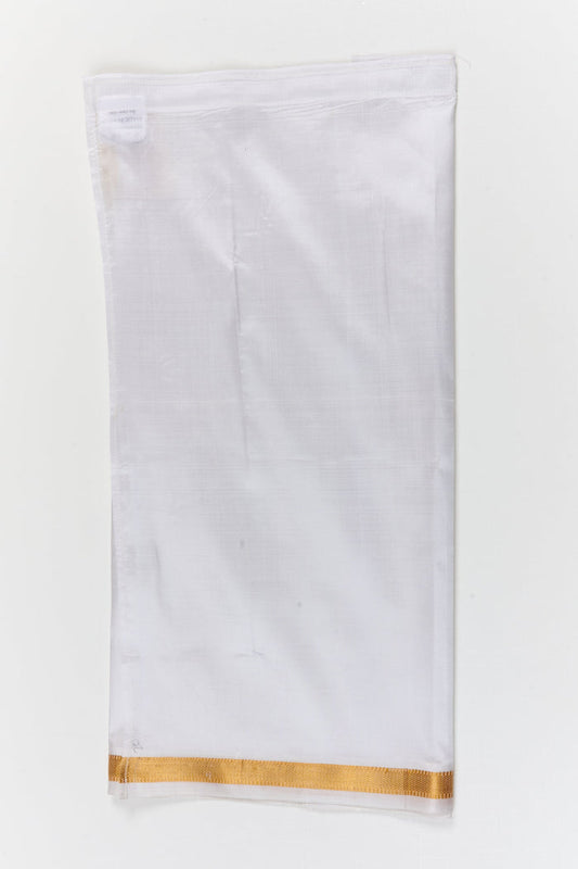 The Nesavu Pure Silk Vesti Readymade Silk Dhoti for Baby Boys for Festive and Pooja Wear Nesavu 20 (3Y) / White / Pure Silk D077B-20 Nesavu readymade silk dhoti for baby boys – pre-stitched ethnic wear for festivals and rituals