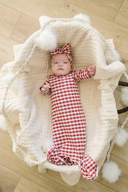 Red Gingham Knot Gown