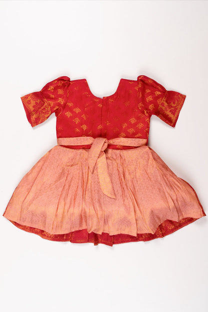 The Nesavu Silk Party Frock Regal Maroon Silk Frock for Girls - Embellished Elegance Nesavu Girls' Luxurious Maroon Silk Frock | Embellished Festive Wear | The Nesavu