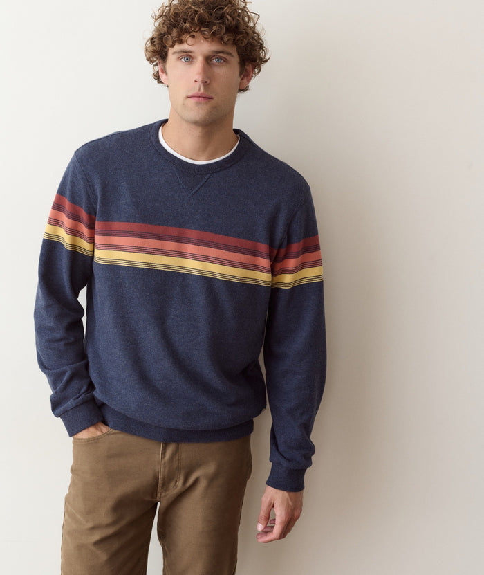 Relaxed Cloud 9 Fleece Crewneck - Navy Sunset Stripe