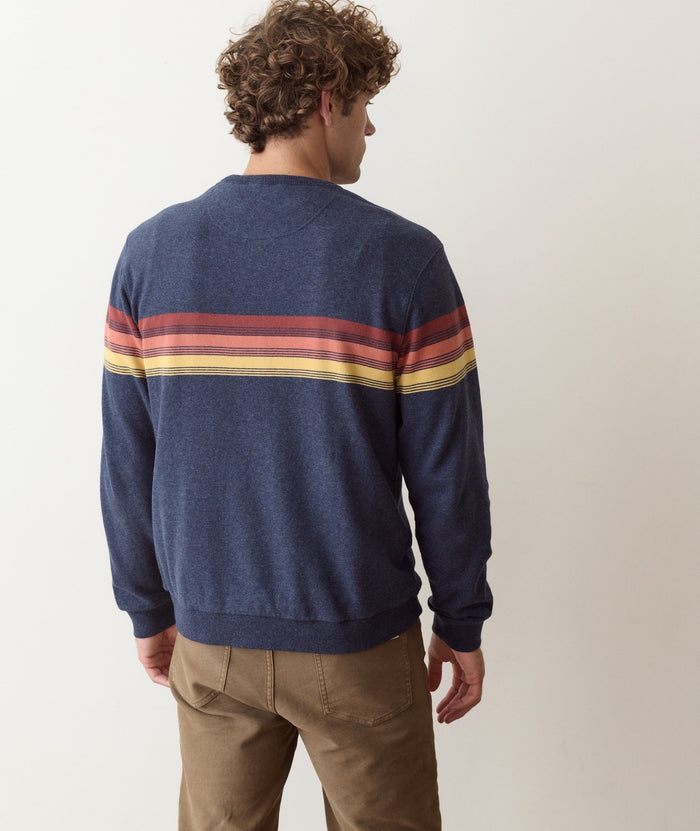 Relaxed Cloud 9 Fleece Crewneck - Navy Sunset Stripe