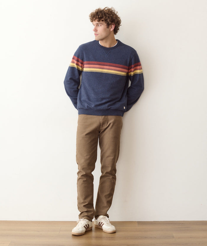 Relaxed Cloud 9 Fleece Crewneck - Navy Sunset Stripe