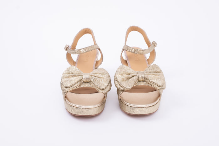 Front view of Gold Rhian Sandal, womens footwear available in larger sizes UK 8-12