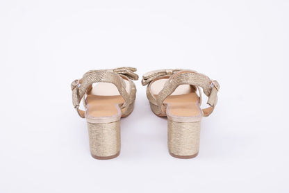 Back view of Rhian Sandals in Gold. Stylish womens evening footwear available in larger sizes 42-46
