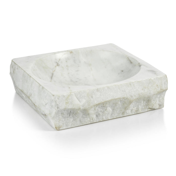 Rock Finish White Marble Square Bowl - Bowls by Carlyle Avenue