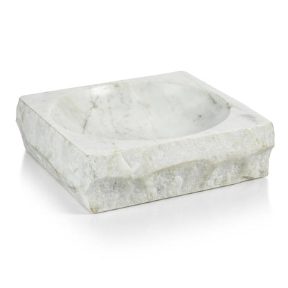 Rock Finish White Marble Square Bowl - Bowls by Carlyle Avenue