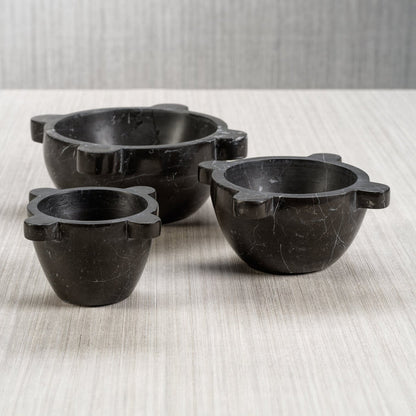 Roma Marble Mortar / Condiment Bowl - Black - Bowls by Carlyle Avenue