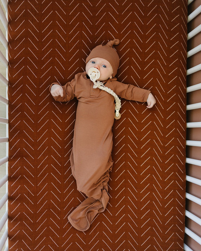 Rust Mudcloth Crib Sheet