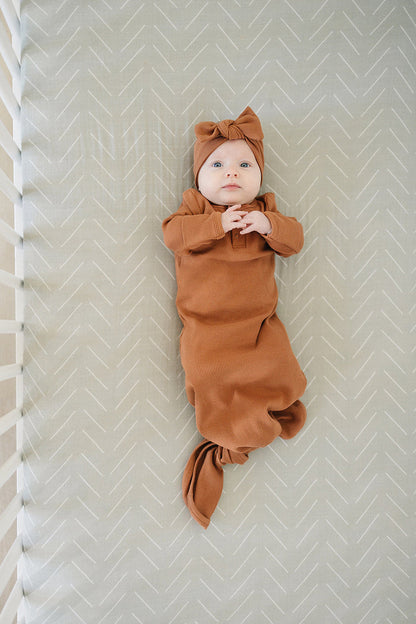 Rust Organic Cotton Ribbed Knot Gown