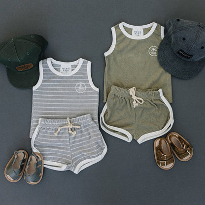 Sail Boat Stripe Terry Cloth Short Set