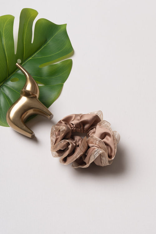 The Nesavu Scrunchies / Rubber Band Satin Elegance Hair Scrunchie - Chic Accessory Nesavu Brown JHS17A Chic Satin Elegance Hair Scrunchie | Versatile and Luxe Hair Accessory | The Nesavu