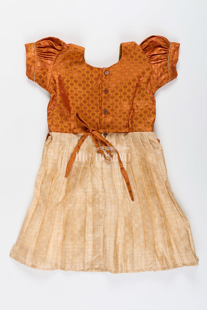 The Nesavu Silk Frock Semi Banarasi Silk Frock for Toddler Girls with Flared Tissue Bottom Nesavu Nesavu semi Banarasi silk frock toddler girls tissue flare festive occasions