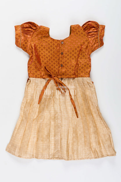 The Nesavu Silk Frock Semi Banarasi Silk Frock for Toddler Girls with Flared Tissue Bottom Nesavu Nesavu semi Banarasi silk frock toddler girls tissue flare festive occasions