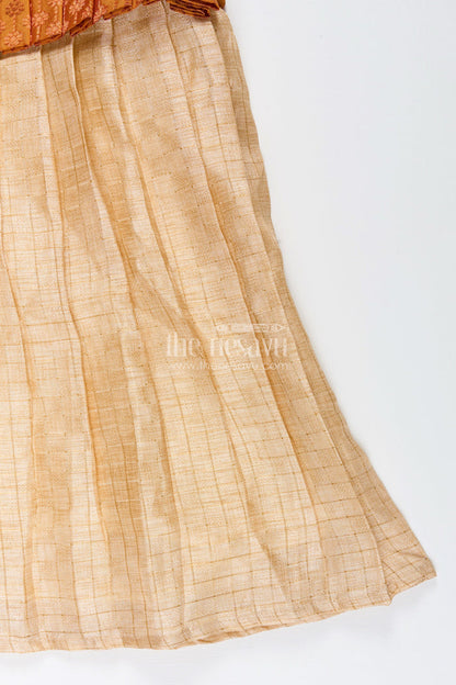 The Nesavu Silk Frock Semi Banarasi Silk Frock for Toddler Girls with Flared Tissue Bottom Nesavu Nesavu semi Banarasi silk frock toddler girls tissue flare festive occasions