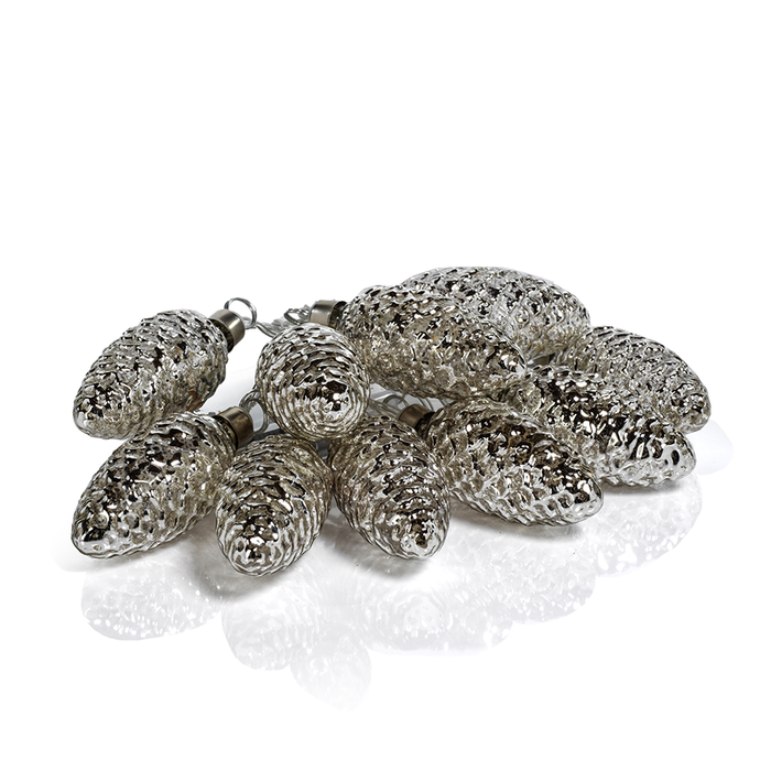 Set of 10 Pinecone LED String Lights in Gift Box - Silver - Lighting by Carlyle Avenue