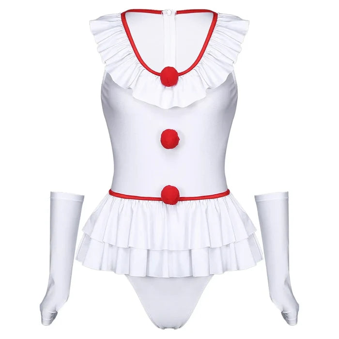 Sexy Clown Halloween Costume - White / S