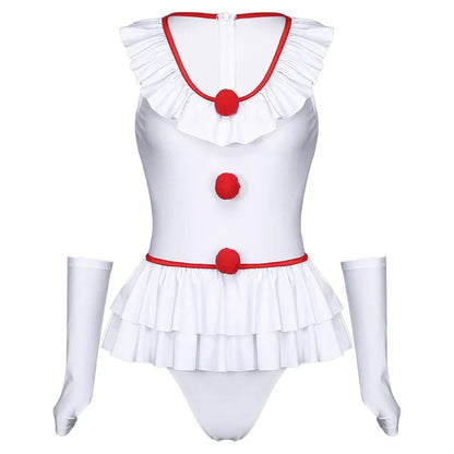 Sexy Clown Halloween Costume - White / S