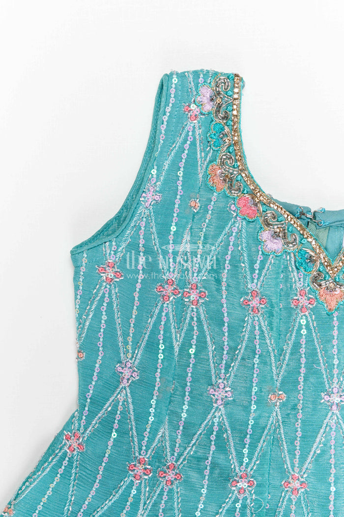 The Nesavu Girls Sharara / Plazo Set Sharara Set for Weddings and Festive Celebrations Nesavu Nesavu girls georgette sharara set with designer embroidered yoke for weddings