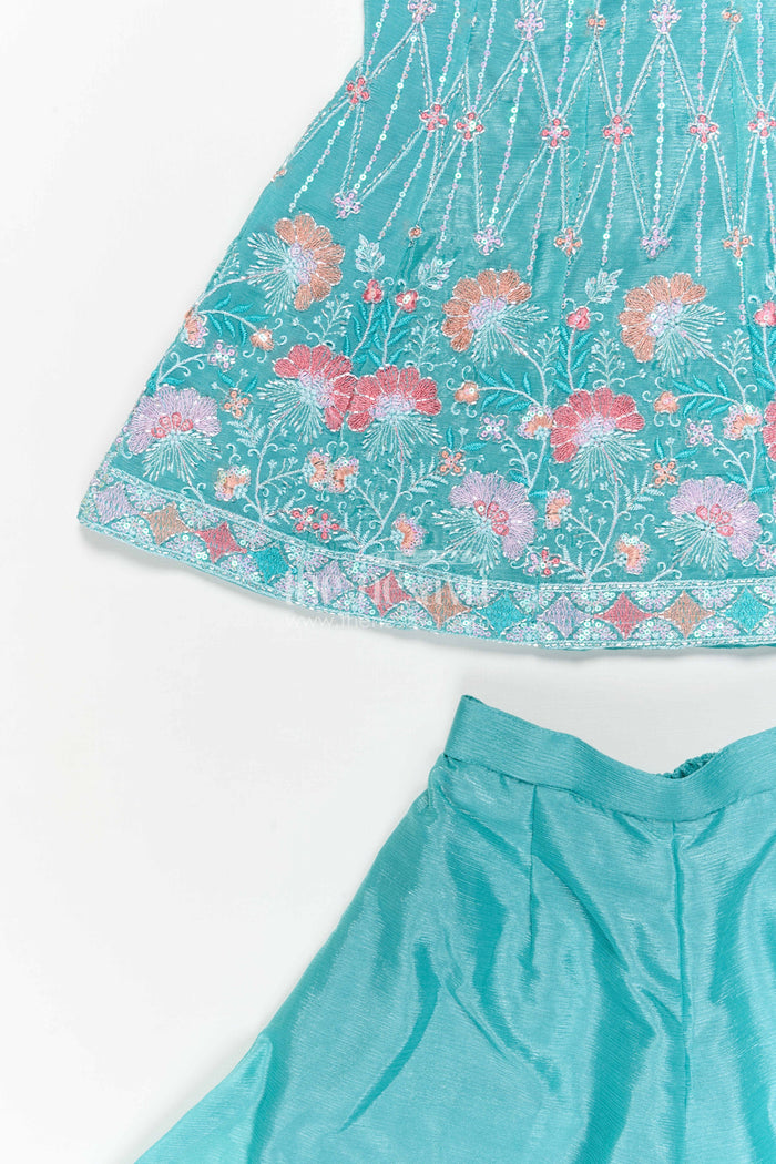 The Nesavu Girls Sharara / Plazo Set Sharara Set for Weddings and Festive Celebrations Nesavu Nesavu girls georgette sharara set with designer embroidered yoke for weddings