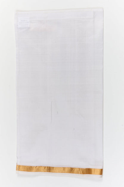 The Nesavu Boys Vesti Traditional Boys Vesti with Silk Texture and Classic Border Nesavu 18 (2Y) / White / Silk D062B-18 Nesavu traditional silk vesti for boys – minimal and elegant for rituals and festivals